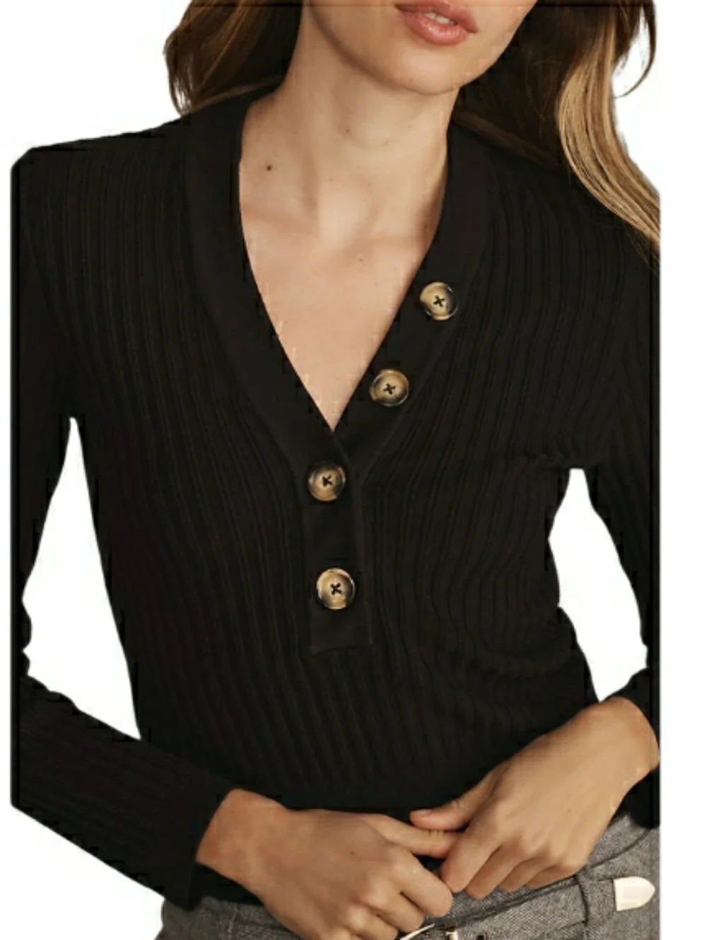 NWOT PILCRO Kassidy Deep V-Neck Pullovet Sweater- M